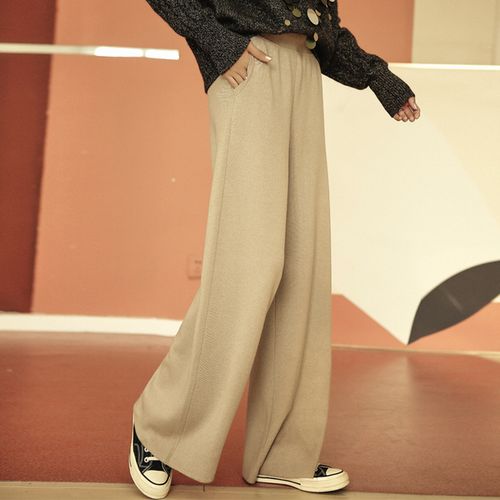 秋冬新款羊毛阔腿裤女高腰长裤宽松显瘦休闲大码针织裤 2018 yoni