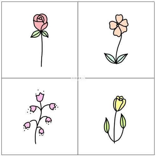 手帐素材之花朵简笔画