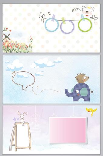 清新可爱卡通动物海报背景图图片下载