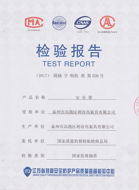 安全带检验报告