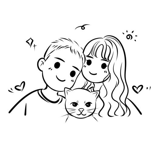 自画像情侣头像人物画人物卡通人卡通可爱漫画网红笔画手绘真人漫画