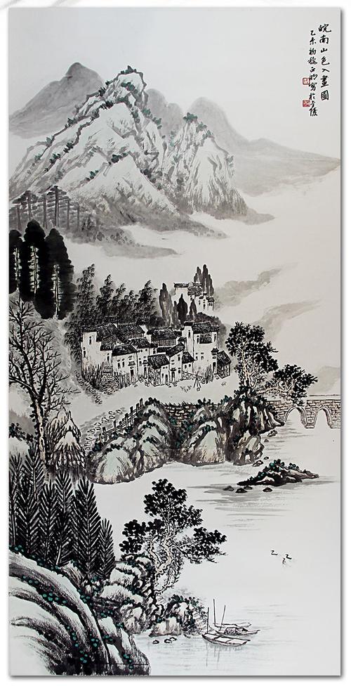 成正明老师作品17.皖南山色入画图 69x138cm 已托