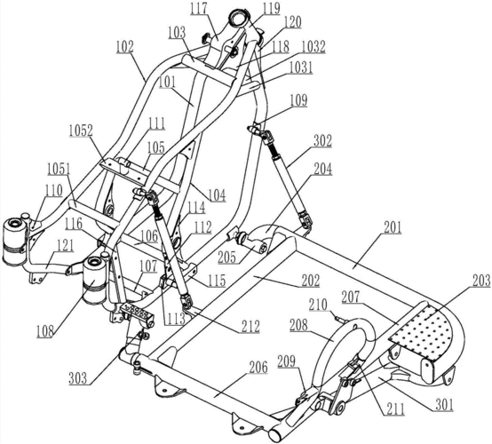一种边三轮摩托车车架装置的组装方法与流程