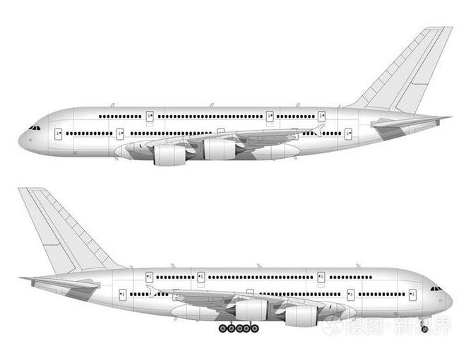 现实的乘客飞机.侧面视图