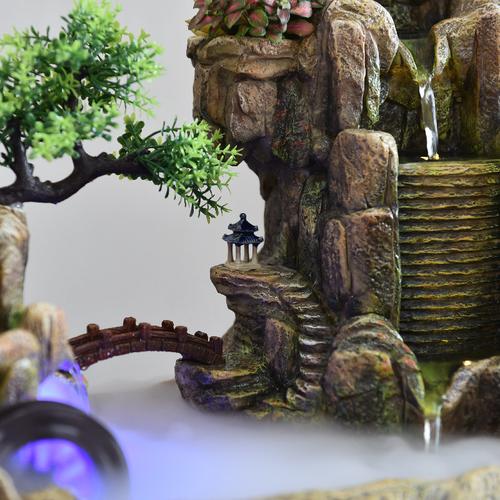 喷泉鱼缸小桥流水假山摆件水车造景高山
