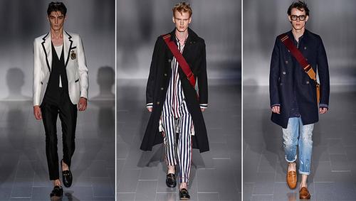 gucci 2015春夏男装宛如是睡衣,军装背带,丹宁和贵族狩猎元素大