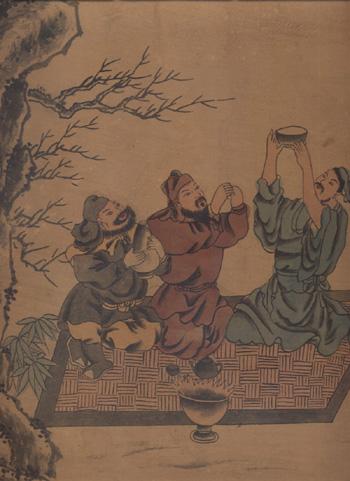 绢织临募古画桃园三结义图