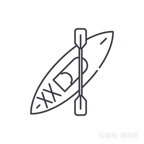 皮划艇线图标的概念kayaks向量线性例证标志标志