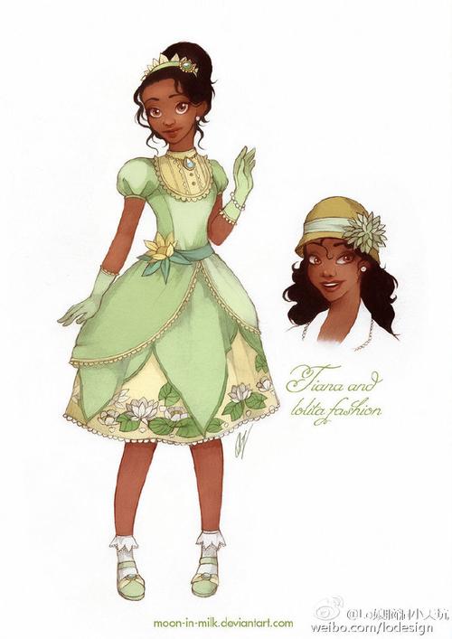 lo装画作欣赏# 迪士尼公主本身就是穿裙子的老手了,然而moon-in-milk