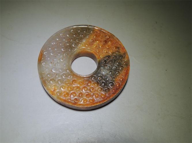 古玩古玉战国汉代玉器精品谷纹玉璧 厚实多沁色玉璧 和田玉籽料