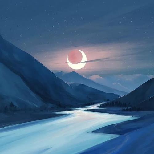 小河群山明月意境头像图片