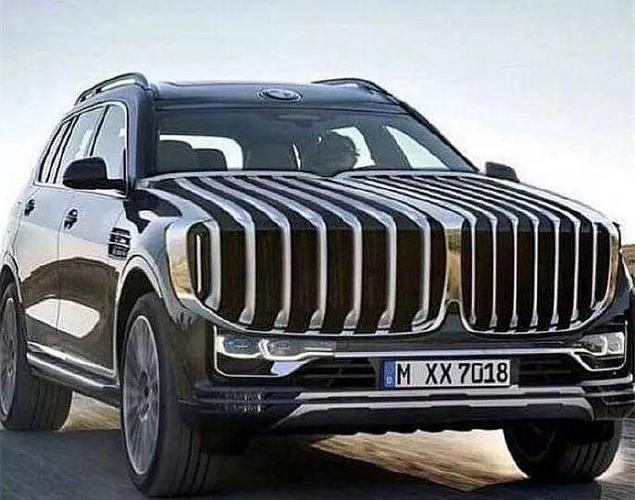 新换代的宝马x3越来越肥大的双肾进气格栅,也被网友脑补出宝马发展