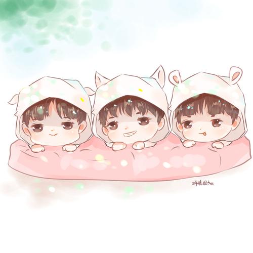 tfboys分享190320饭绘三小只q图晒晒太阳长高高