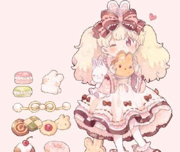 超级可爱的糖果色女孩插画,甜甜的美食配上可爱的小女孩太好看