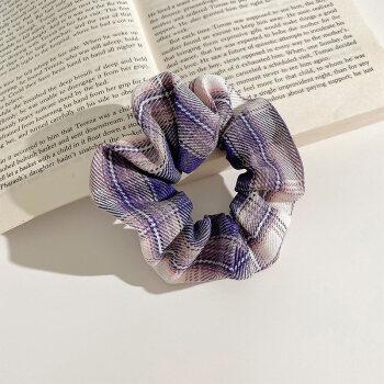 jk格子猪大肠发圈ins韩系肥肠发绳简约风头饰夏季小皮筋女扎头绳芋泥