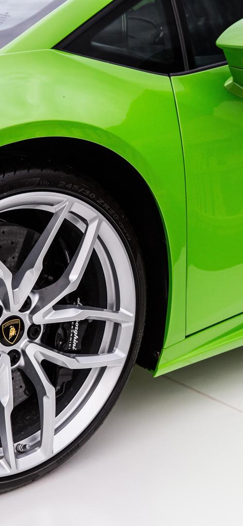 iphone 壁纸 绿色兰博基尼超级跑车,车轮