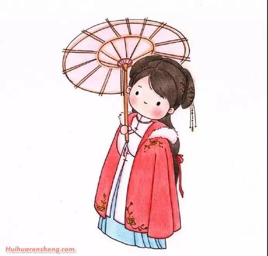 一组古风q版仙女简笔画步骤彩色图片