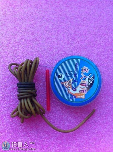 传统长竿皮筋固定环钓线的制作及手竿加固法