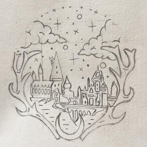 黑白简笔画——霍格沃茨_简笔画_礼物_简笔画教程_知识_艺术