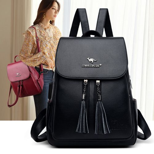 真皮双肩包女2021年新款潮书包女百搭大容量头层牛皮女士软皮背包