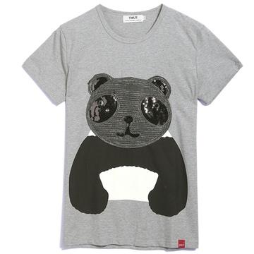 vals 新款男装熊猫个性印花短袖t恤男款时尚圆领短袖t恤010300062
