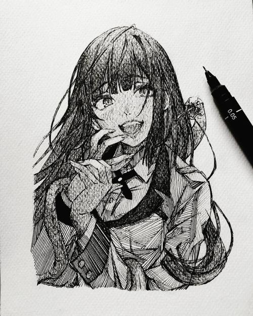 人物黑白动漫素材插画绘画线稿手绘女生男生长发短发转载二次元