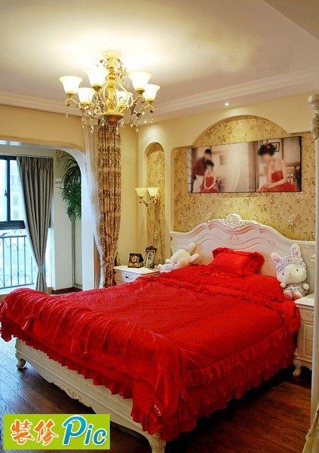 [田园风格婚房卧室装修效果图 卧室背景墙效果图欣赏]