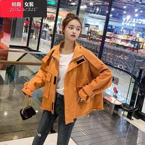 工装短外套女春秋2020新款ins潮韩版宽松bf小个子慵懒