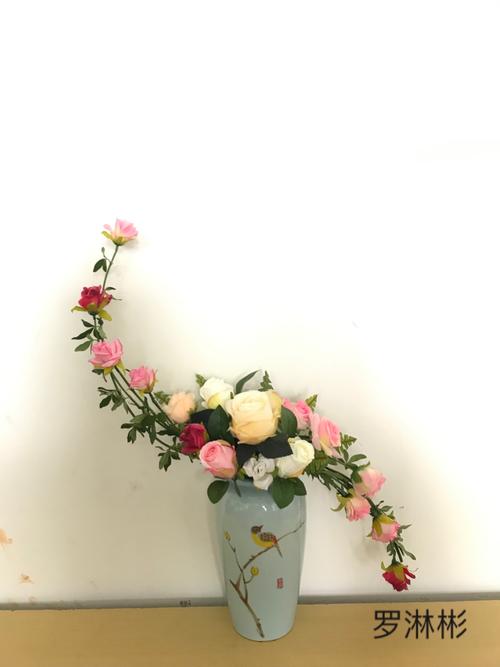 目的要求:通过s形花型插制训练,理解不对称式插花构图的原理,掌握s形