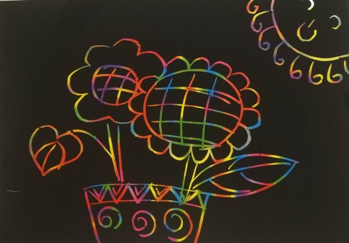 用小木棒或筷子在刮画纸上刮出喜欢的图案,成图漂亮可爱,充满了童趣.