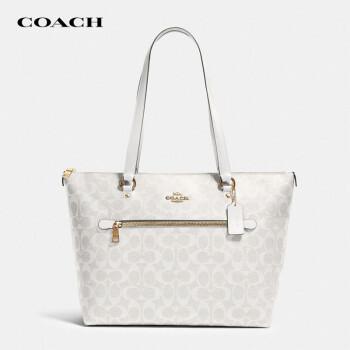 coach蔻驰gallery系列女士经典标志帆布托特包f79609imrff白色大号