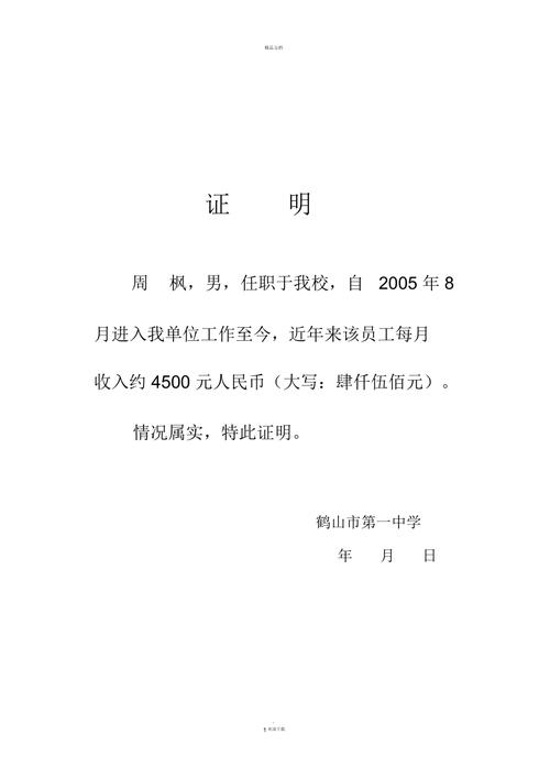 教师收入证明