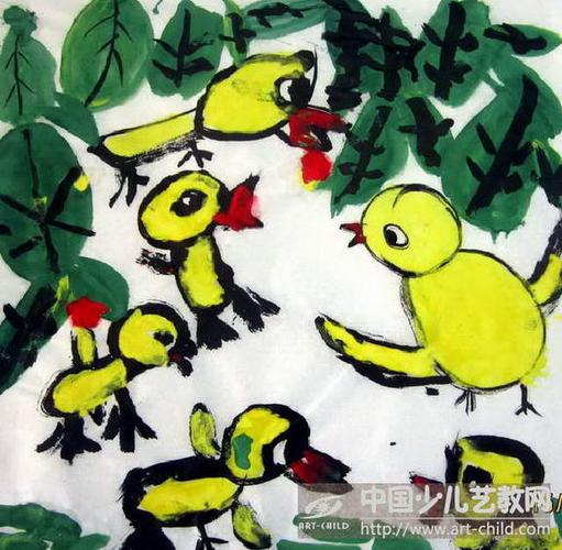 儿童画-小鸟-《少儿画苑》第18届国际少儿书画大赛获奖作品
