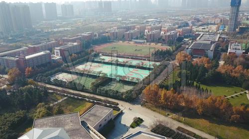 【4k】西安欧亚学院校园图书馆航拍_3840x2160_高清