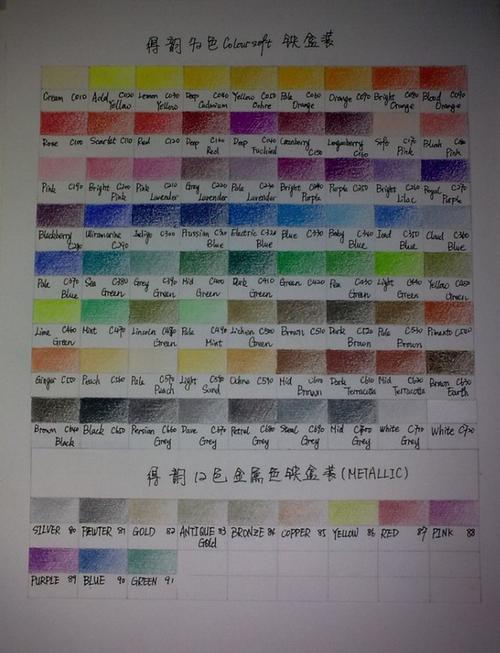 彩铅色卡_彩铅笔颜色编号对照表