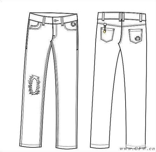 牛仔裤作品-牛仔裤款式图