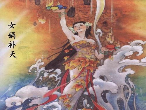 女娲补天连环画配文字手抄报语言文字手抄报