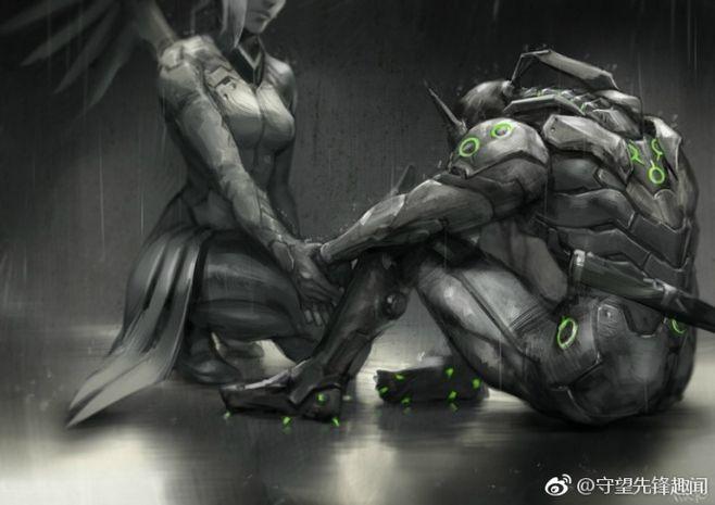 守望先锋# 来一波源氏与天使的狗粮!