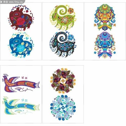 中国传统动物纹样-传统图案-百图汇素材网