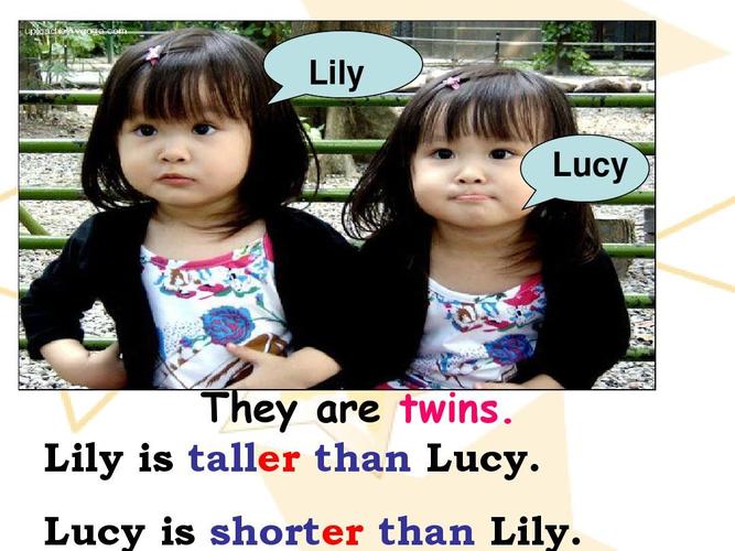 lily lucy they are twins. lily is taller than lucy.