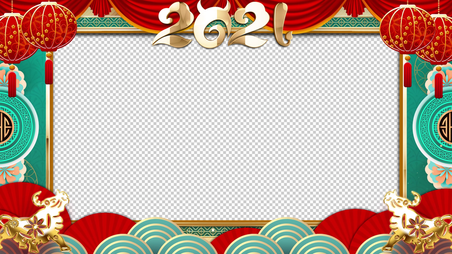 2021新春拜年祝福视频边框带通道