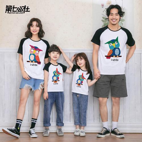 亲子家装母女母子短袖夏装创意三口