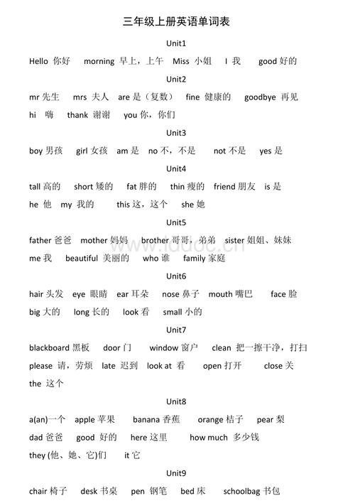 三年级上册英语单词表.docx