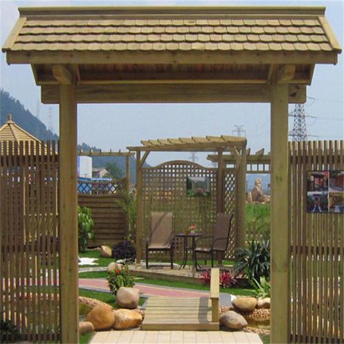 河南防腐木门头 生态园门楼价格 新农村改造定制 木质