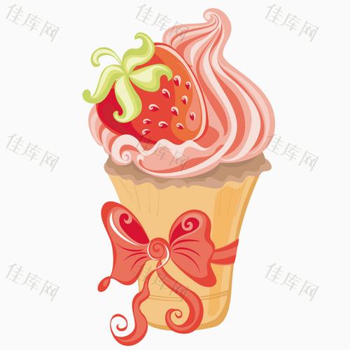 草莓冰激凌_卡通手绘_1500*1501px_编号5900017_png
