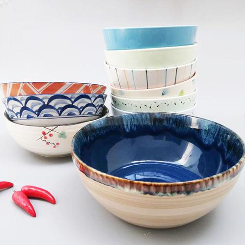 陶瓷七寸八寸沙拉碗菜碗汤碗面碗手绘色釉碗满包邮