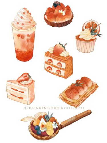 甜品,适用于手账素材_甜品_手帐_素材_板绘_板绘练习