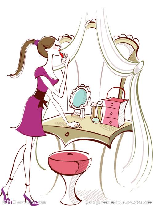 女孩化妆设计图__风景漫画_动漫动画_设计图库_昵图网