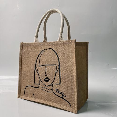 muji麻袋改造手绘刺绣diy成品图案定制零食麻布袋