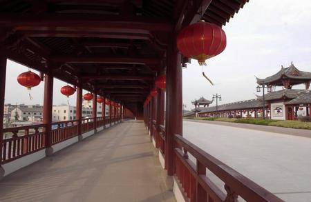 图文:"桥乡"绍兴建成浙江规模最大的仿古廊桥(1)